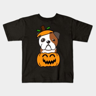 Funny bulldog is in a pumpkin Kids T-Shirt